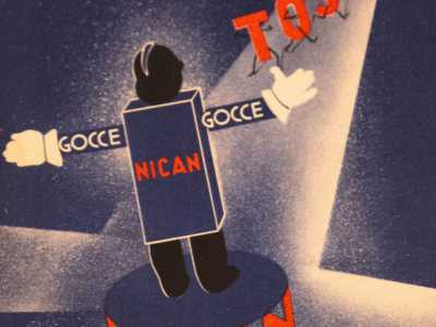 Ma a balzare all'occhio � soprattutto l'impressionante capacit� dei disegnatori di veicolare il messaggio col solo l'uso della matita. � il caso per esempio del vigile stilizzato che nel 1937 "impersona" il medicinale Nican Gocce: con le sue braccia allargate sbarra il passaggio di cinque lettere con le gambe che compongono la parola "tosse"